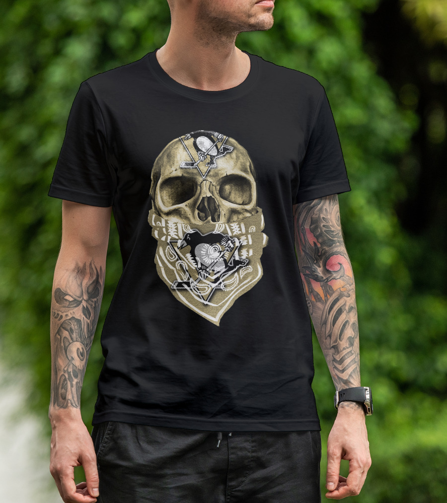 Skull Pittsburgh Penguins Hockey Bandana T-Shirt