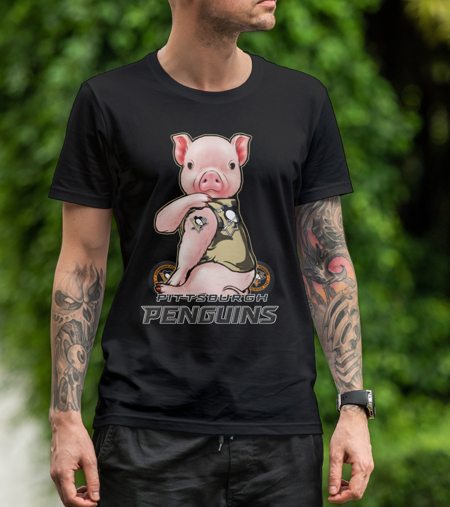 Pittsburgh Penguins Pig In Jersey With Team T-Shirt