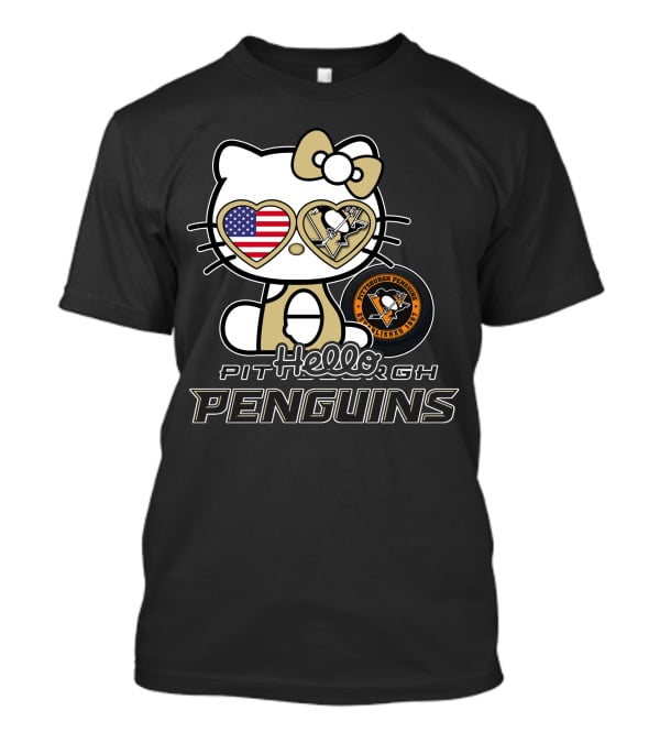 Hellokitty Pittsburgh Penguins USA Heart Fan Gear T-Shirt