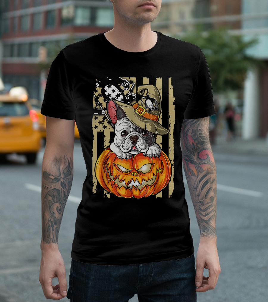 Hlw Bulldog Pumpkin Pittsburgh Penguins Halloween T-Shirt