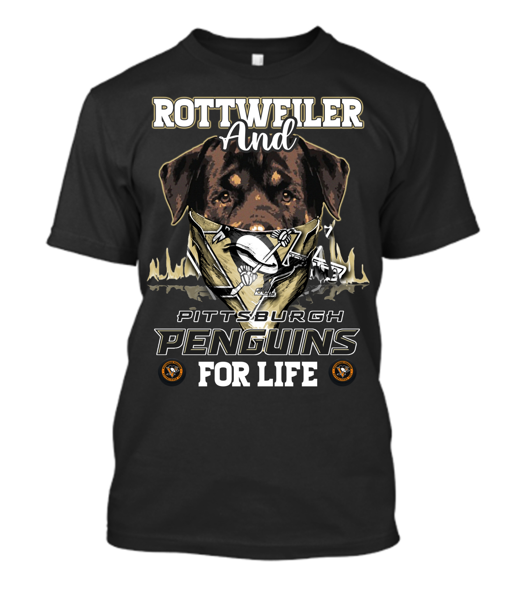 Rottweiler And Pittsburgh Penguins For Life T-Shirt