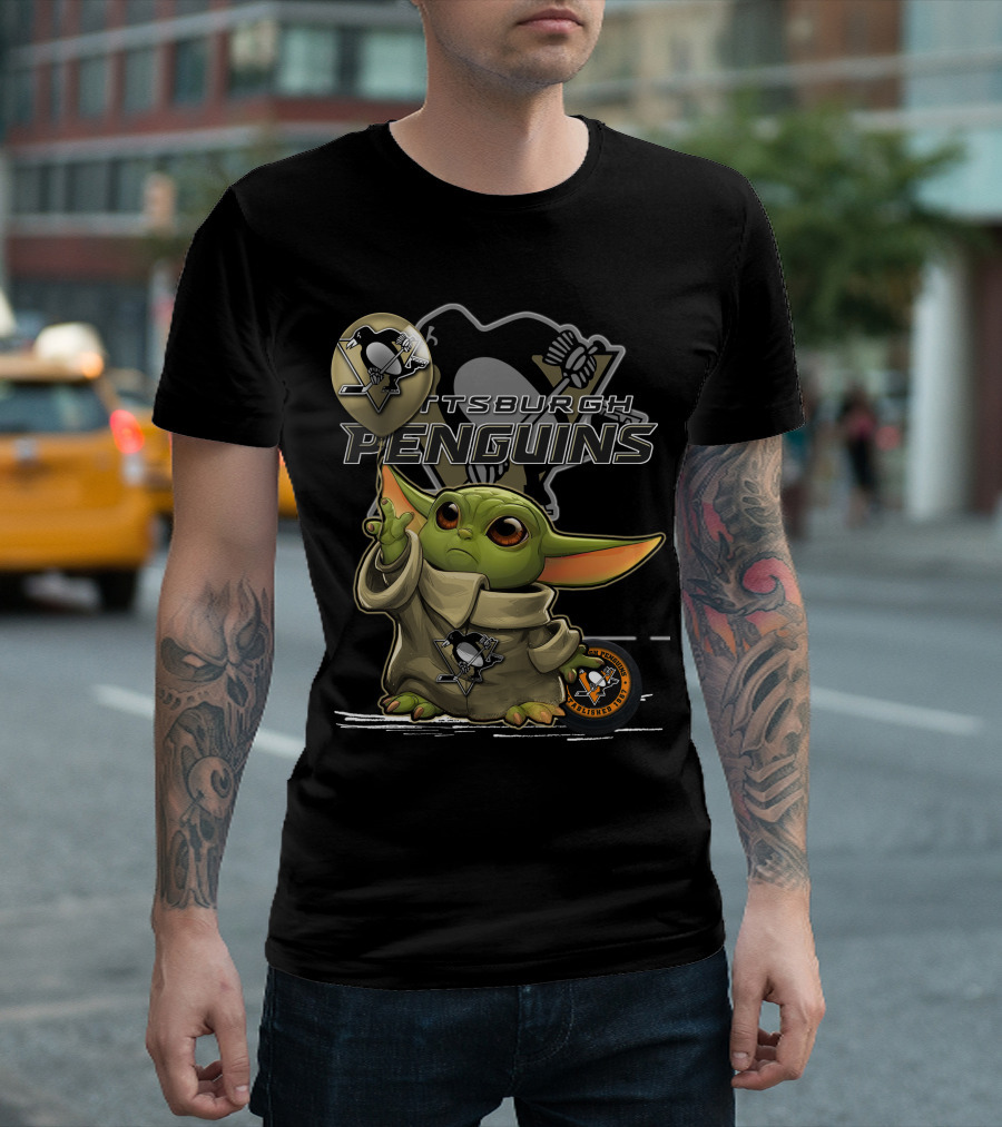Yoda Pittsburgh Penguins Hockey Force Baby Alien T-Shirt