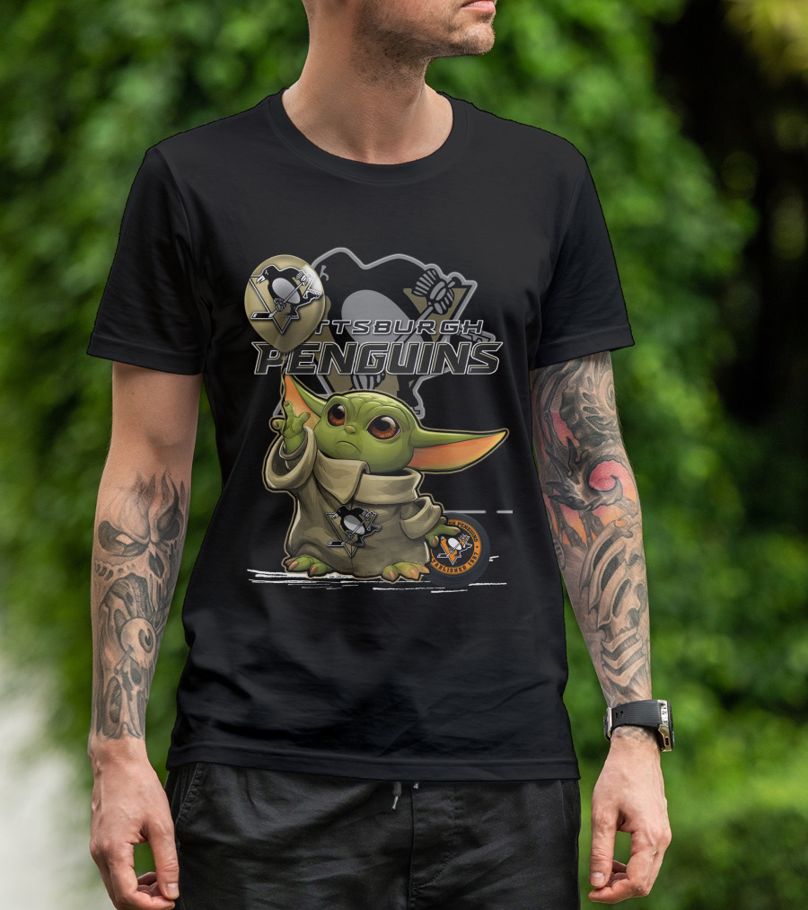 Yoda Pittsburgh Penguins Hockey Force Baby Alien T-Shirt