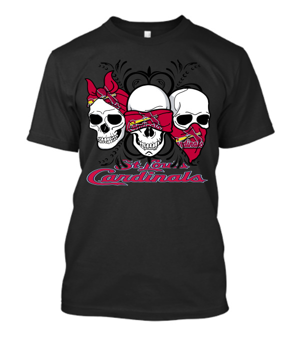 3 Skull St. Louis Cardinals Bandana Skull T-Shirt