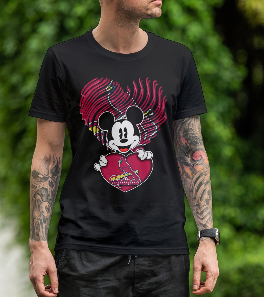 Mickey Mouse St. Louis Cardinals Heart T-Shirt