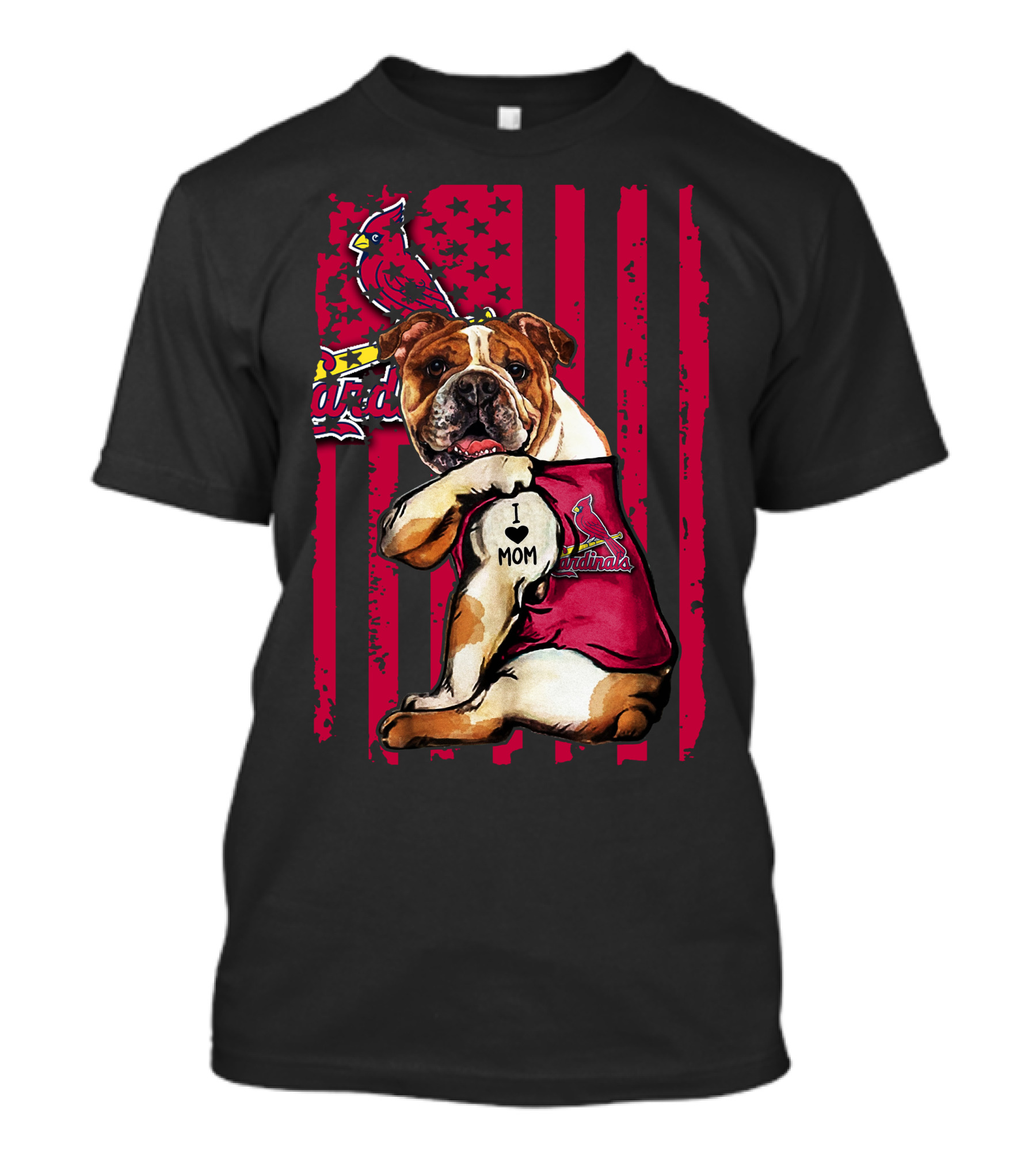 St. Louis Cardinals Bulldog I Love Mom T-Shirt