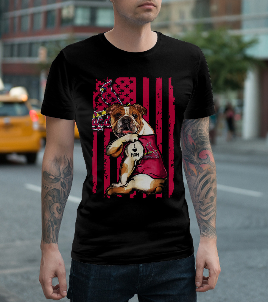 St. Louis Cardinals Bulldog I Love Mom T-Shirt