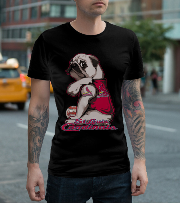 St. Louis Cardinals Pug With Baseball T-Shirt