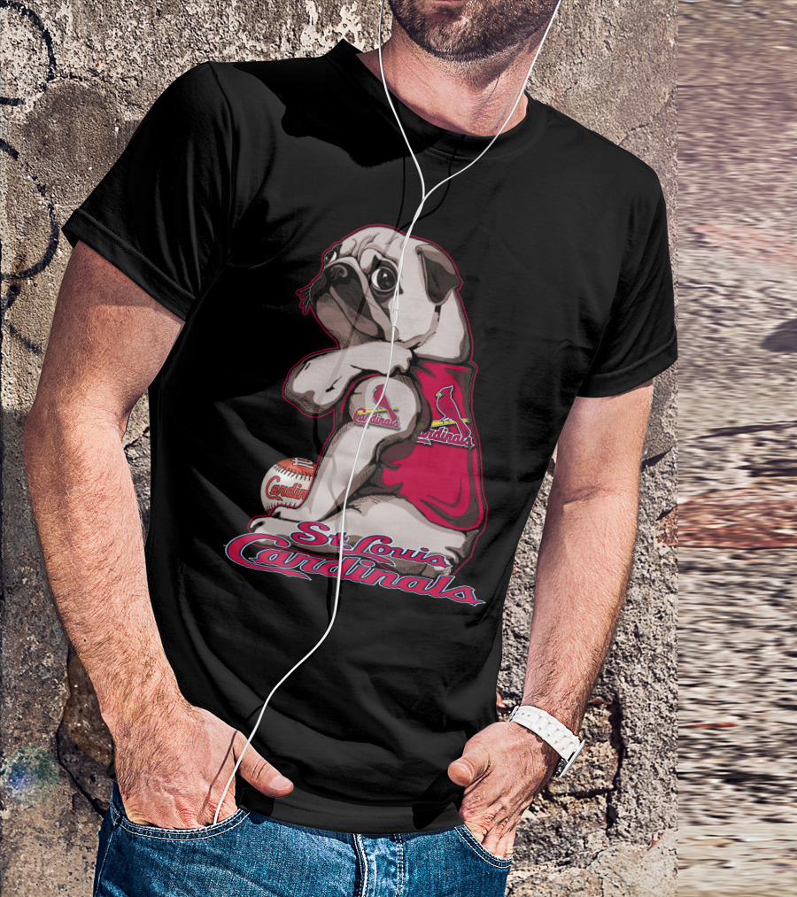 St. Louis Cardinals Pug With Baseball T-Shirt