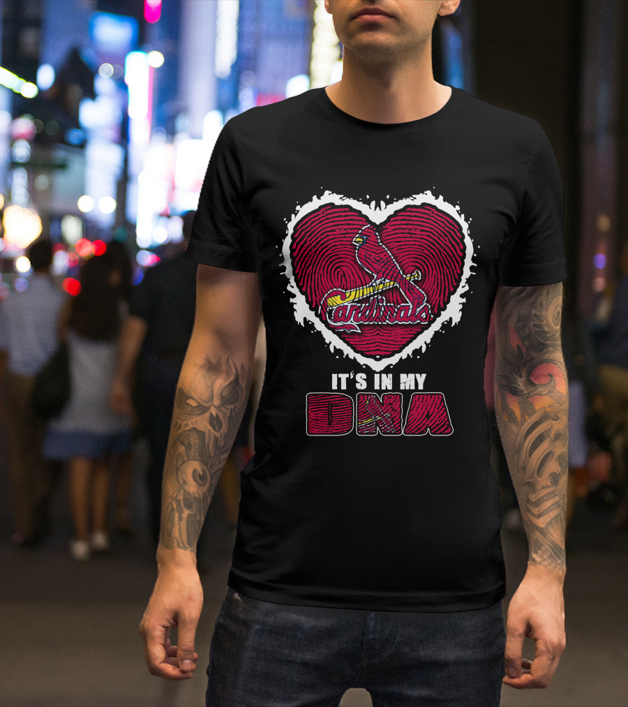 It's In My DNA Cardinals Heart Fingerprint T-Shirt