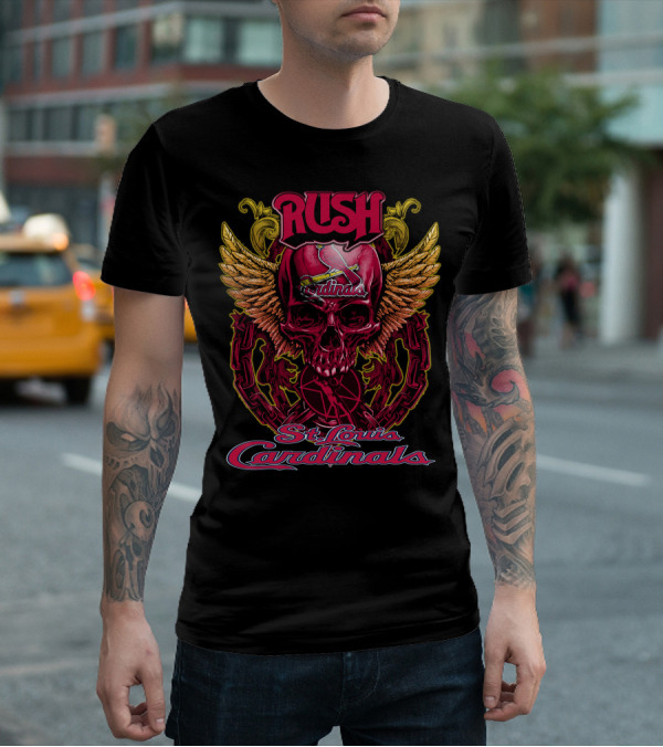 Rush St. Louis Cardinals Skull Wings Chain T-Shirt