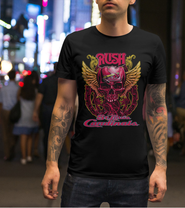 Rush St. Louis Cardinals Skull Wings Chain T-Shirt
