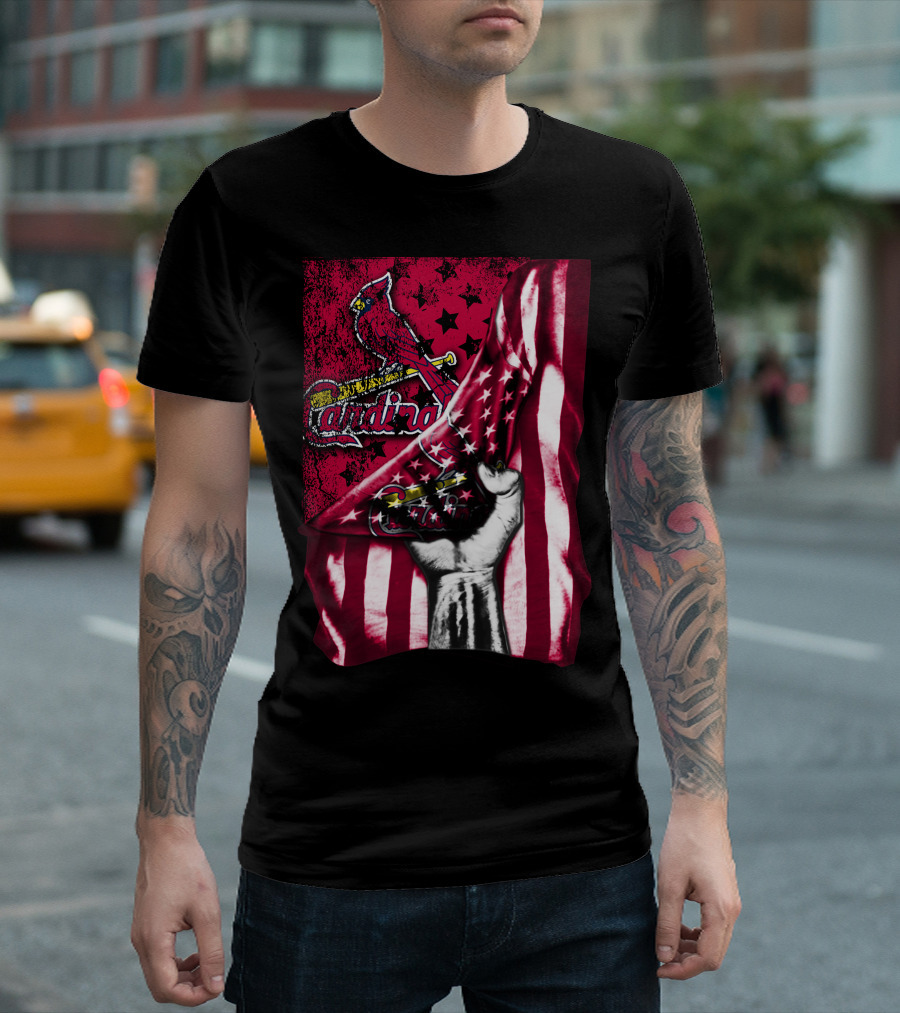 Flag St. Louis Cardinals Stars And Stripes Fist T-Shirt