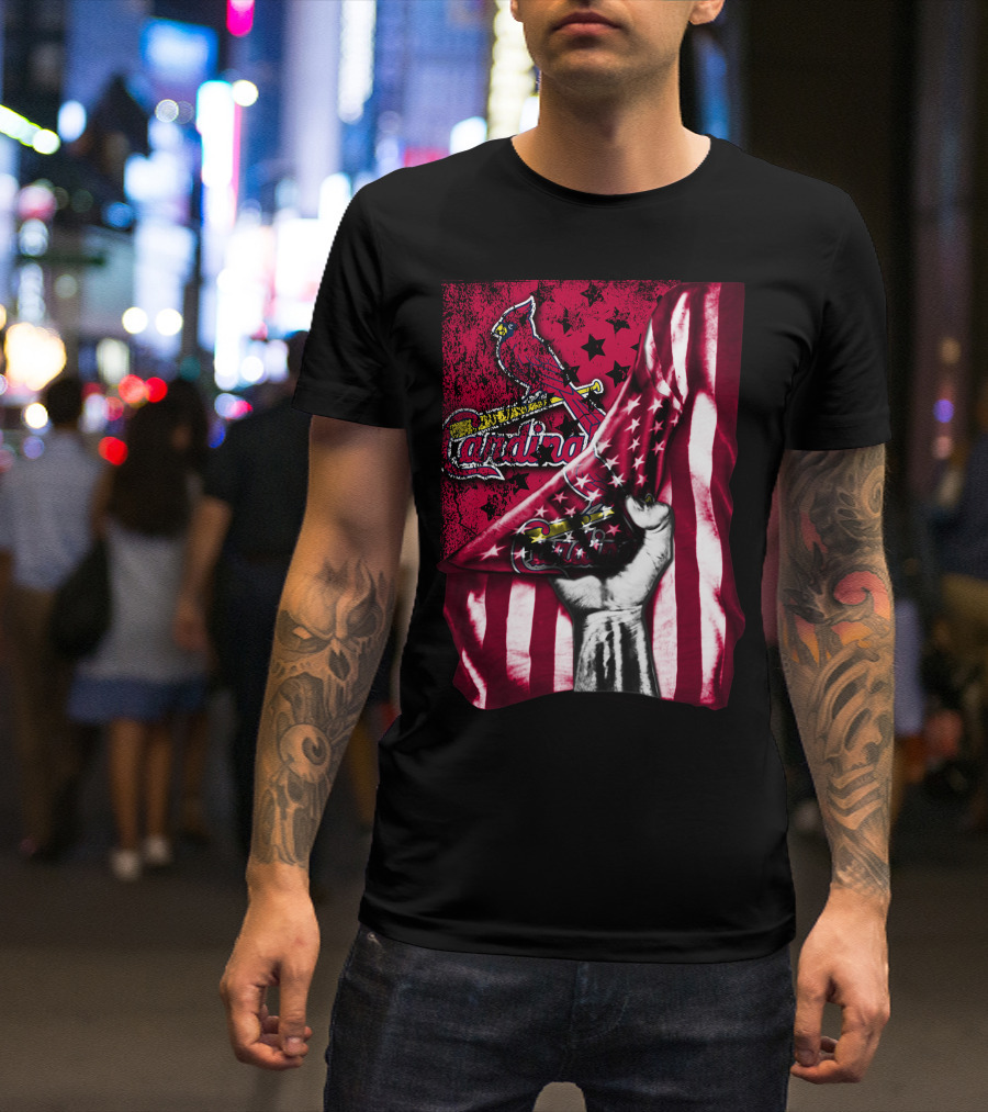 Flag St. Louis Cardinals Stars And Stripes Fist T-Shirt