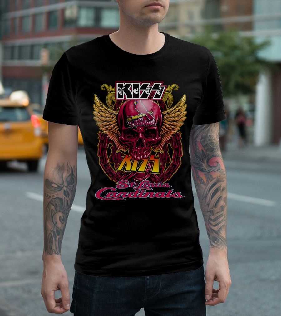 Kiss Cardinals Skull Wings St. Louis Cardinals T-Shirt