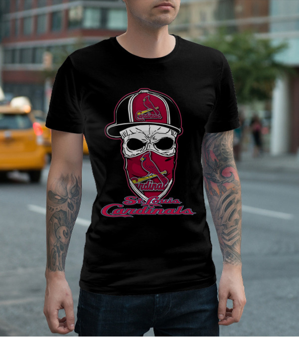 St. Louis Cardinals Skull Mask Hat Baseball T-Shirt
