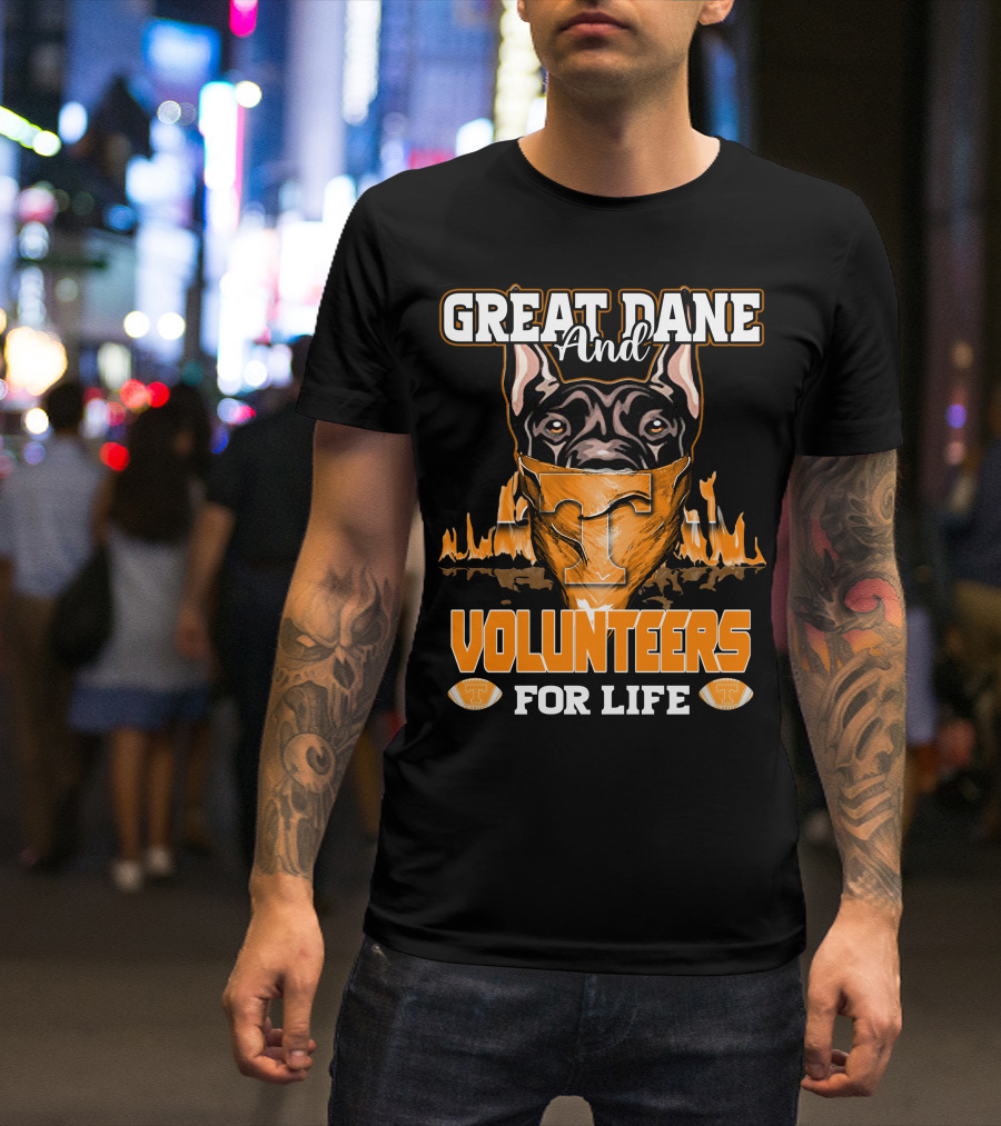 Great Dane And Volunteers For Life Tennessee T-Shirt