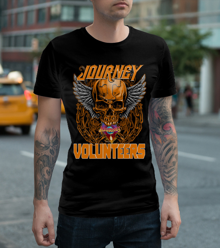 Journey Volunteers Winged Skull Chain Flame T-Shirt
