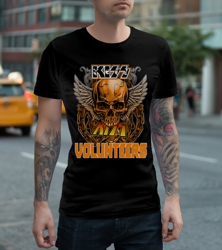 Kiss Tennessee Volunteers Skull Wings Chain T-Shirt
