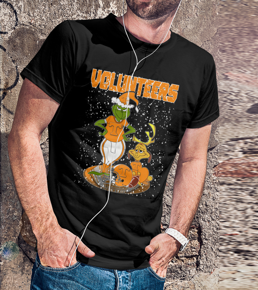 Grinch Tennessee Volunteers Christmas Football T-Shirt