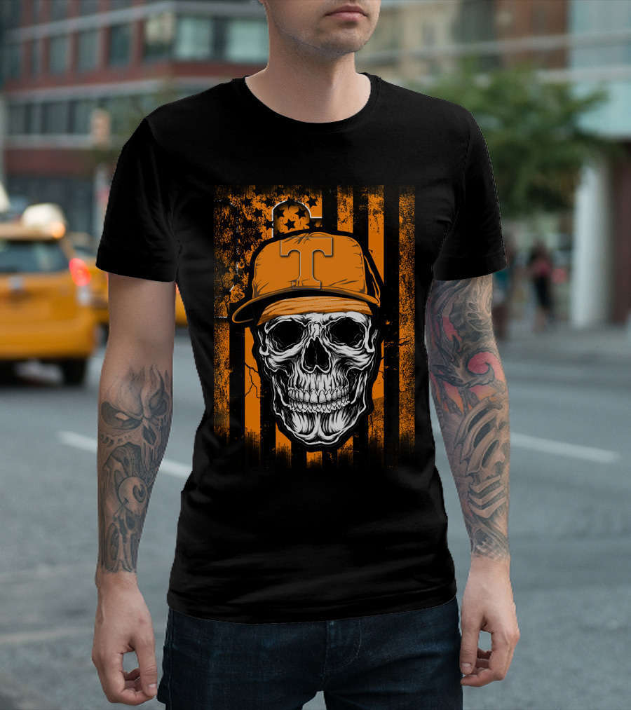 Tennessee Volunteers Skull Cap with Stripes and Stars T-Shirt