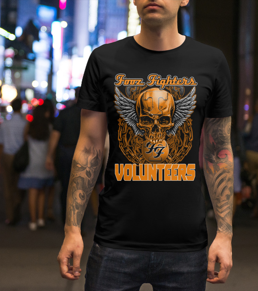 Fooz Fighters Volunteers Tennessee Skull Wings T-Shirt