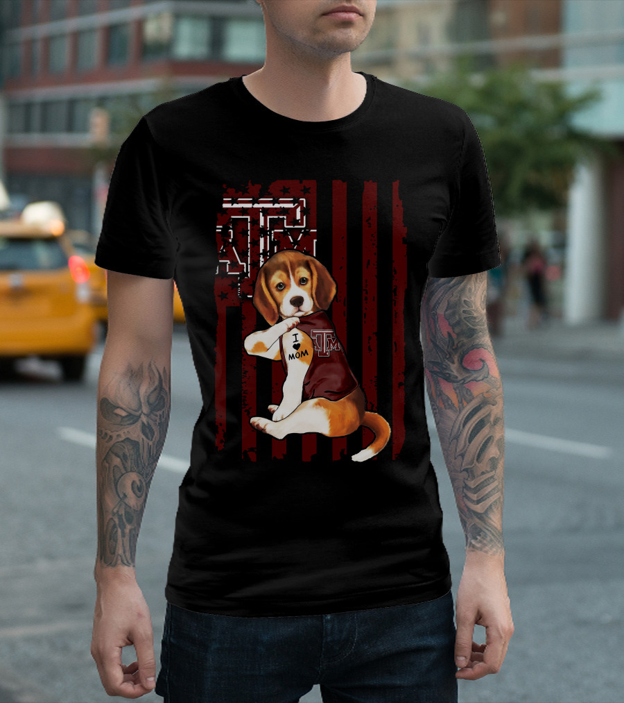 Texas A&M Aggies Beagle I Love Mom T-Shirt