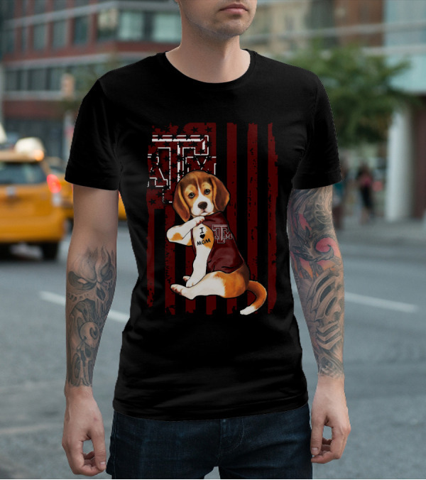 Texas A&M Aggies Beagle I Love Mom T-Shirt