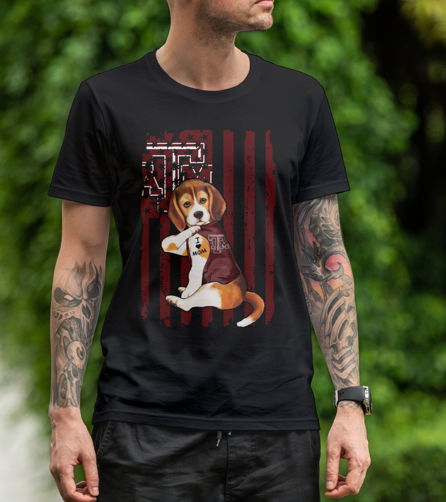 Texas A&M Aggies Beagle I Love Mom T-Shirt