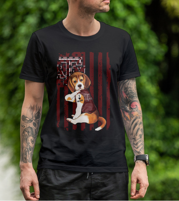Texas A&M Aggies Beagle I Love Mom T-Shirt