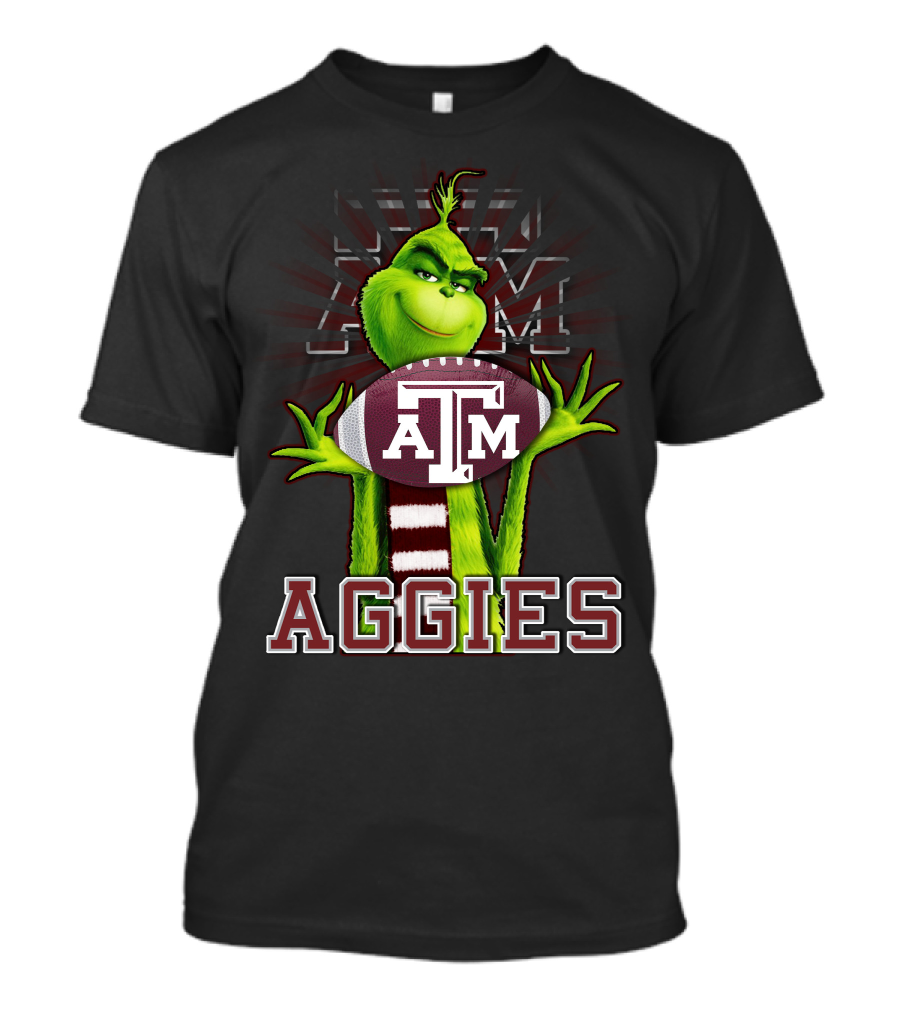Grinch Texas A&M Aggies Holding Football With ATM T-Shirt