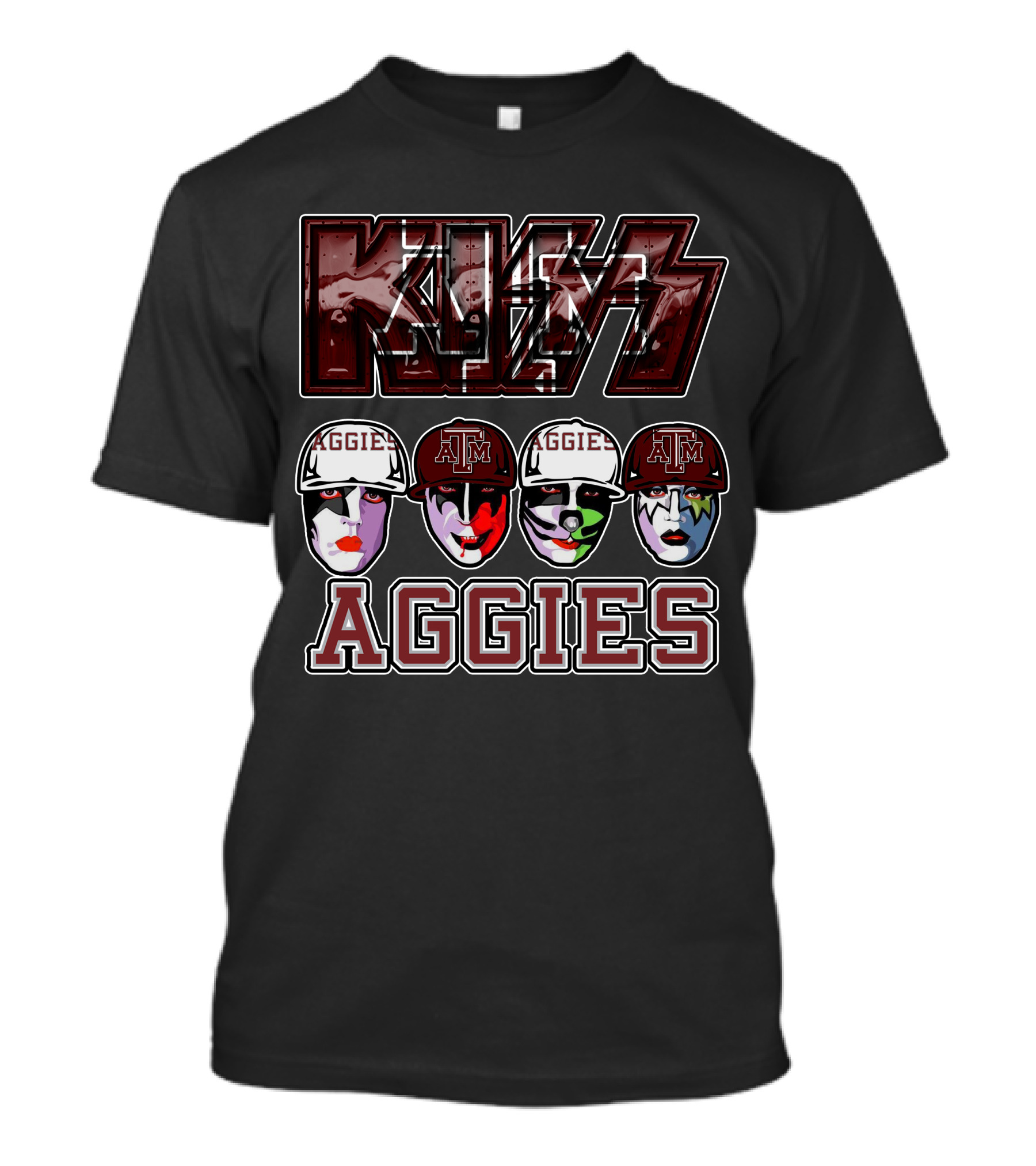 Kiss Texas A&M Aggies Face Paint And Caps T-Shirt