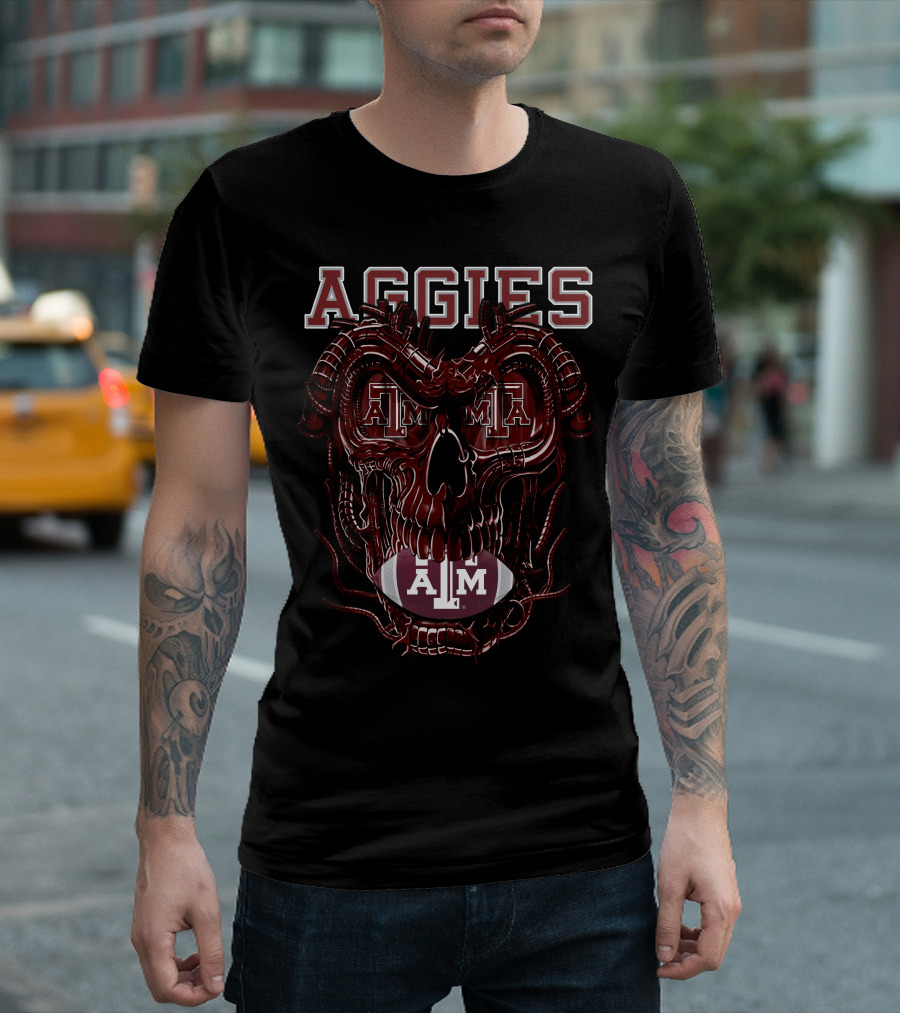 Aggies Dragonskull Texas A&M Football T-Shirt