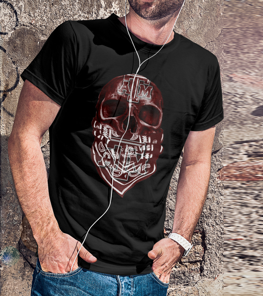 Texas A&M Aggies Skull Bandana T-Shirt