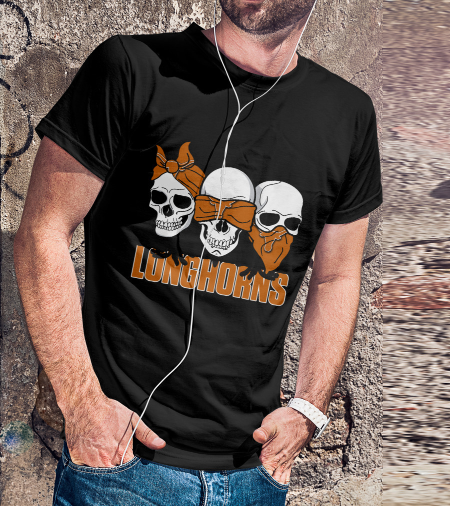 3 Skull Longhorns Bandana Trio T-Shirt