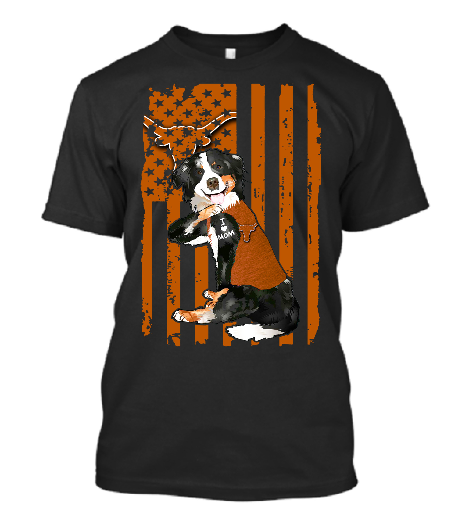 Border Collie I Love Mom Texas Longhorns T-Shirt