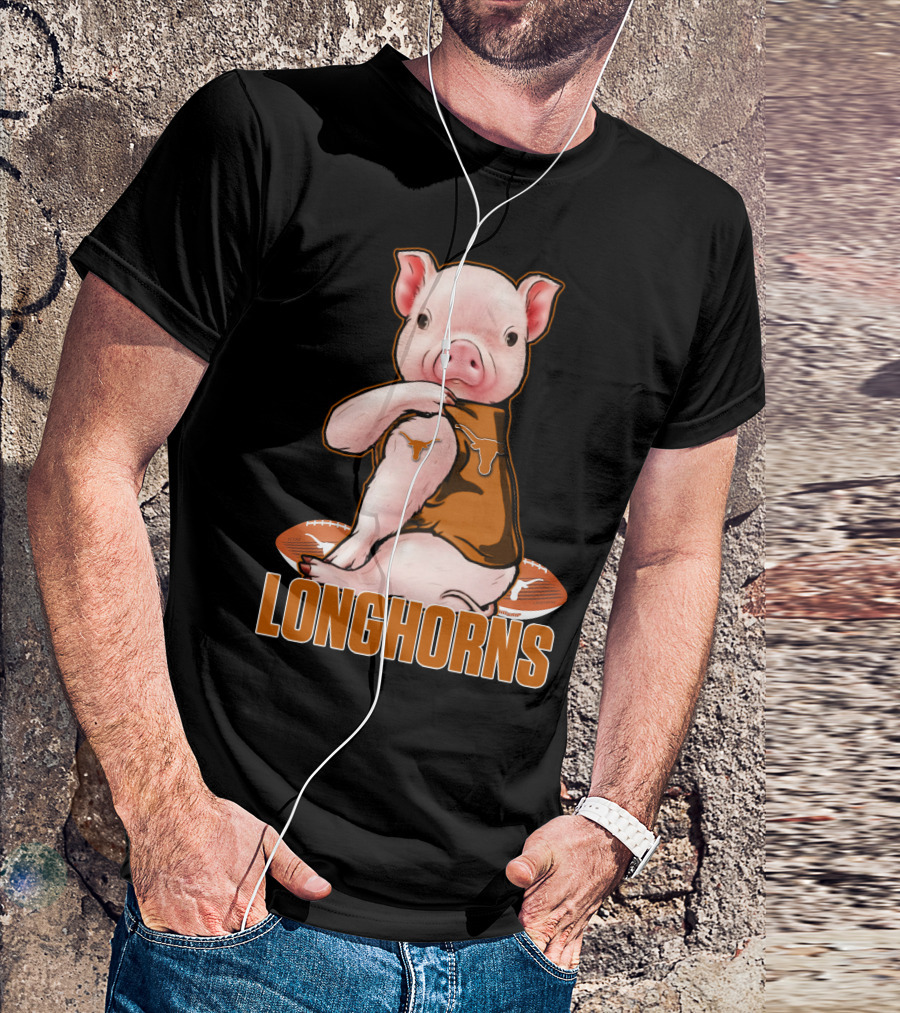 Pig In Texas Longhorns Jersey With Footballs T-Shirt