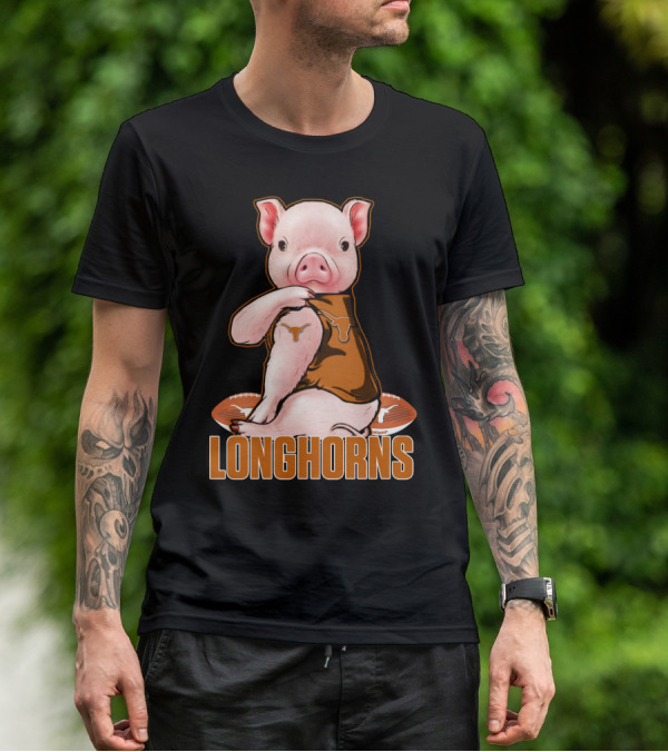 Pig In Texas Longhorns Jersey With Footballs T-Shirt