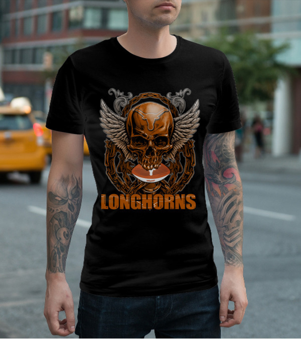 Longhorns Skull Football Wings Texas Longhorns T-Shirt
