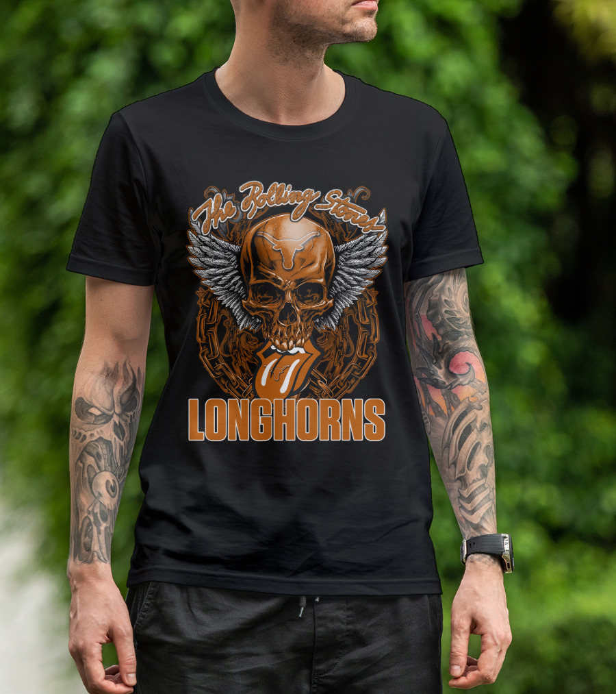 The Rolling Stones Texas Longhorns Skull Winged Tongue T-Shirt