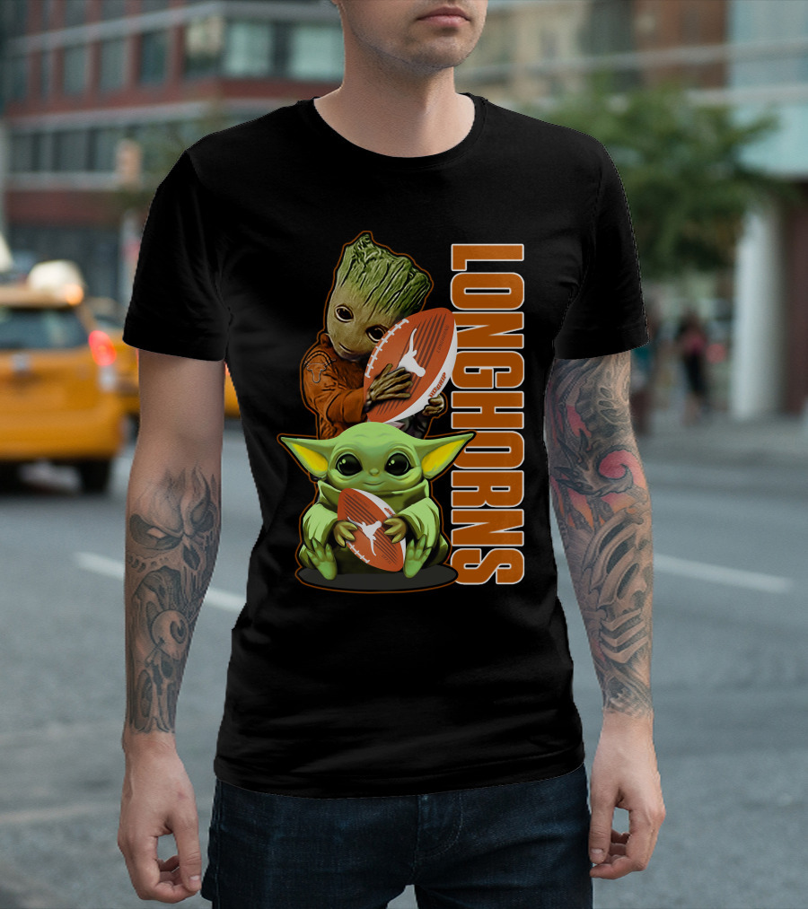 Grzd Texas Longhorns Football Grogu Groot T-Shirt