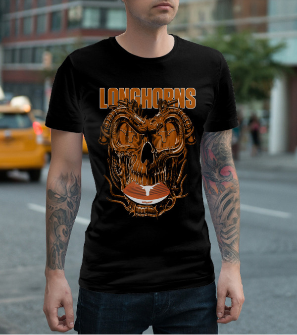 Longhorns Dragonskull Texas Football Fusion T-Shirt