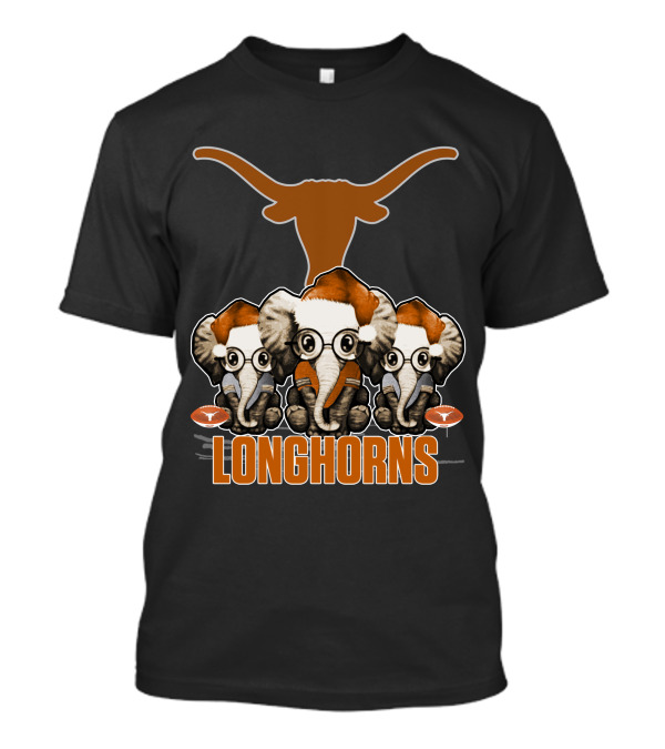 Elephants Xmas Santa Hats Longhorns Texas T-Shirt