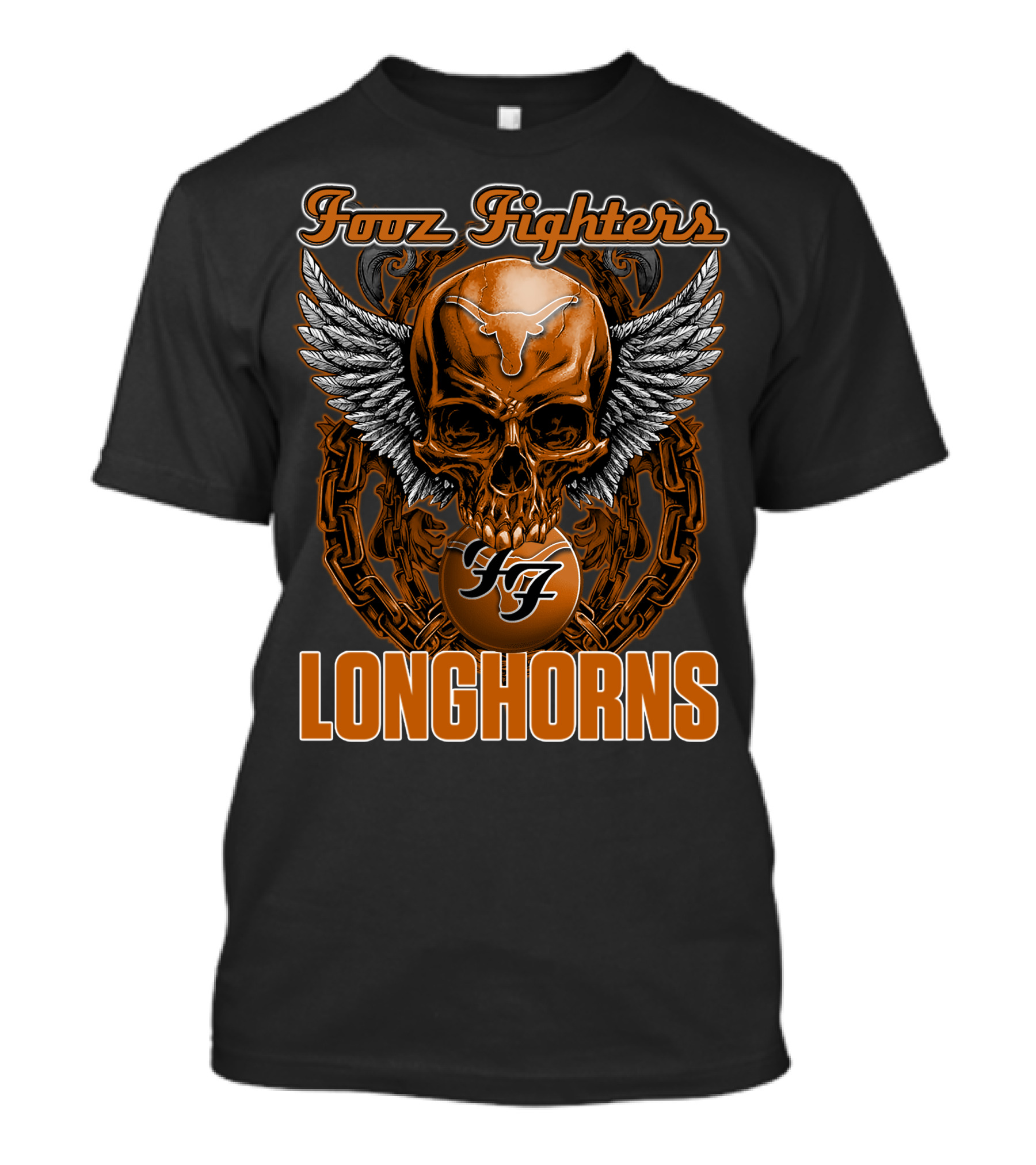 Foo Fighters Longhorns Texas Skull Wings T-Shirt