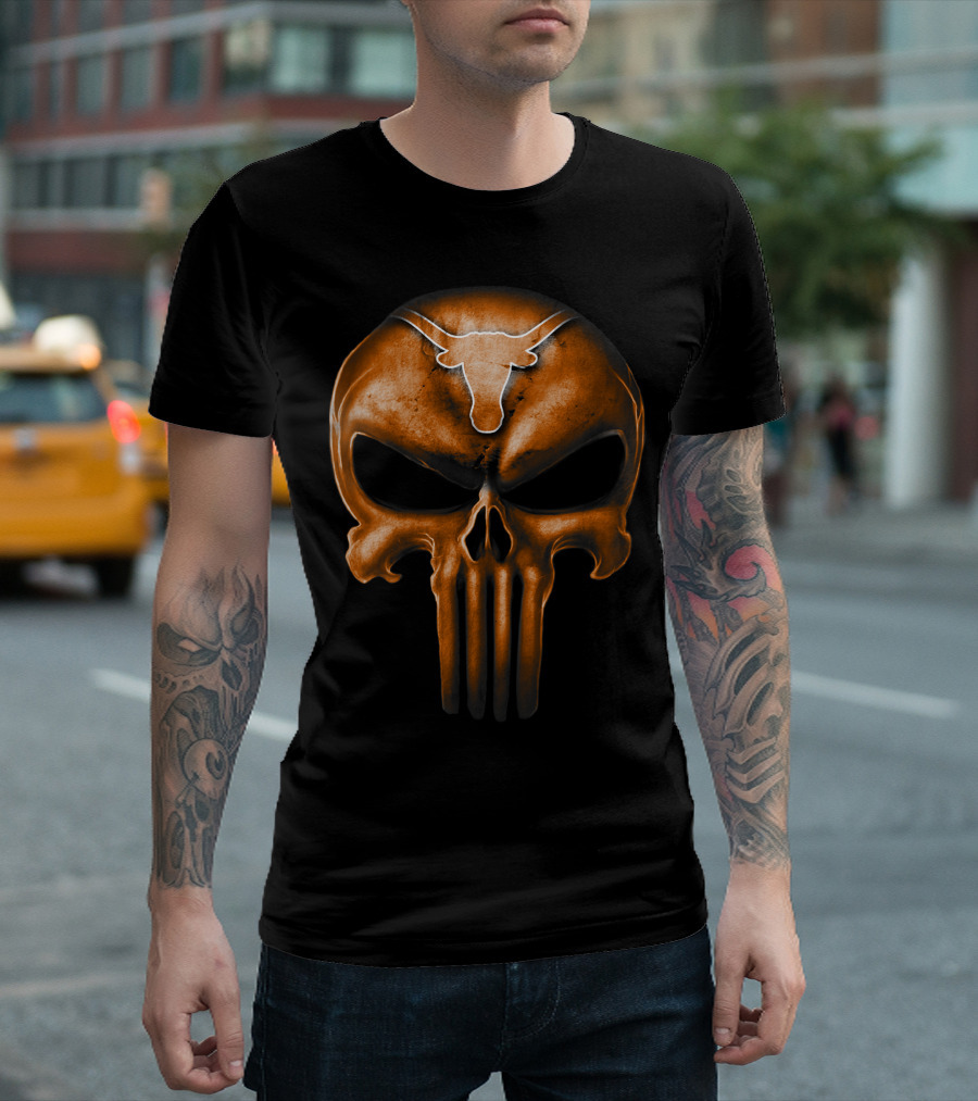 Texas Longhorns Punisher Skull T-Shirt