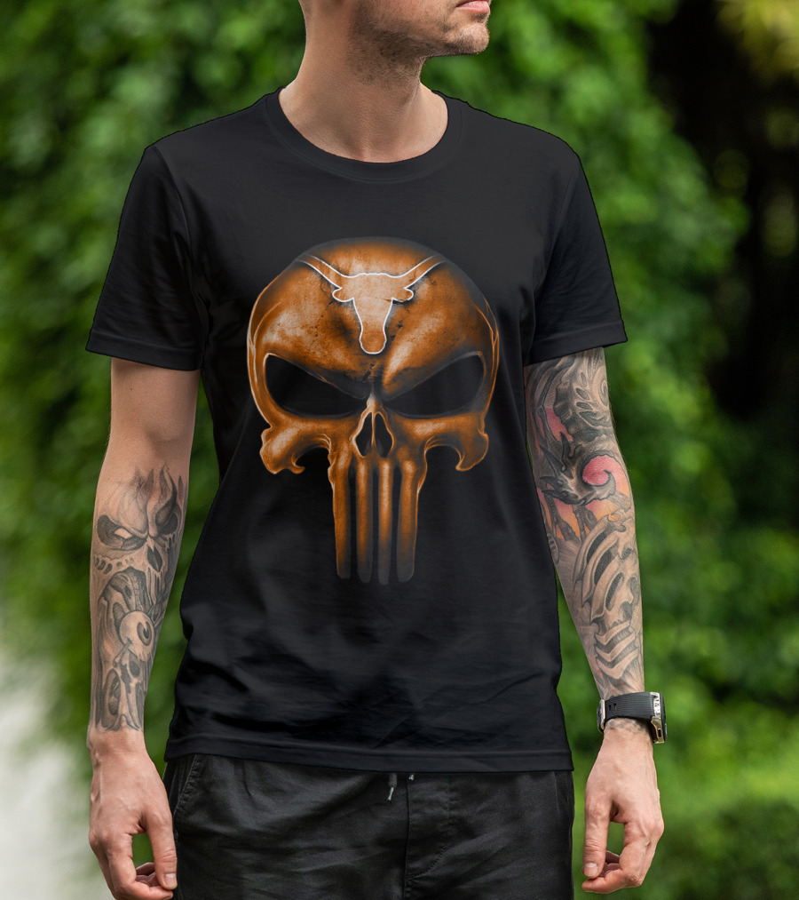 Texas Longhorns Punisher Skull T-Shirt