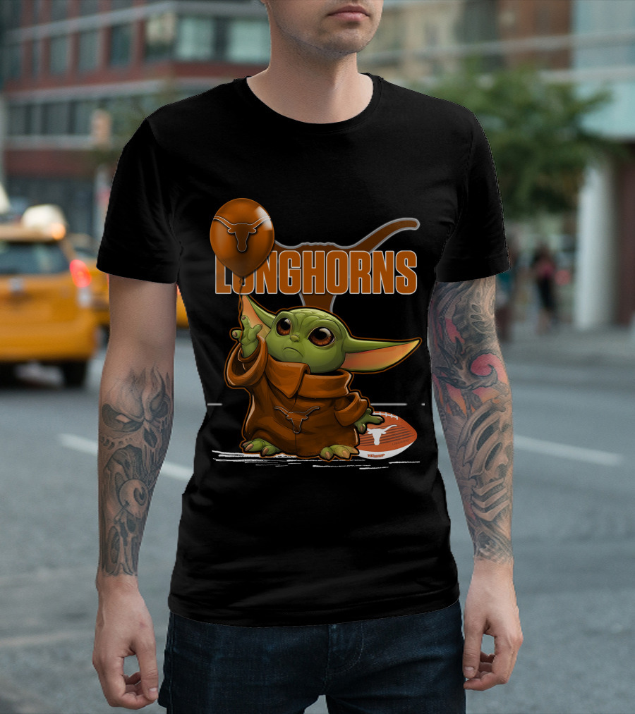 Yoda Longhorns Football Ball Texas T-Shirt