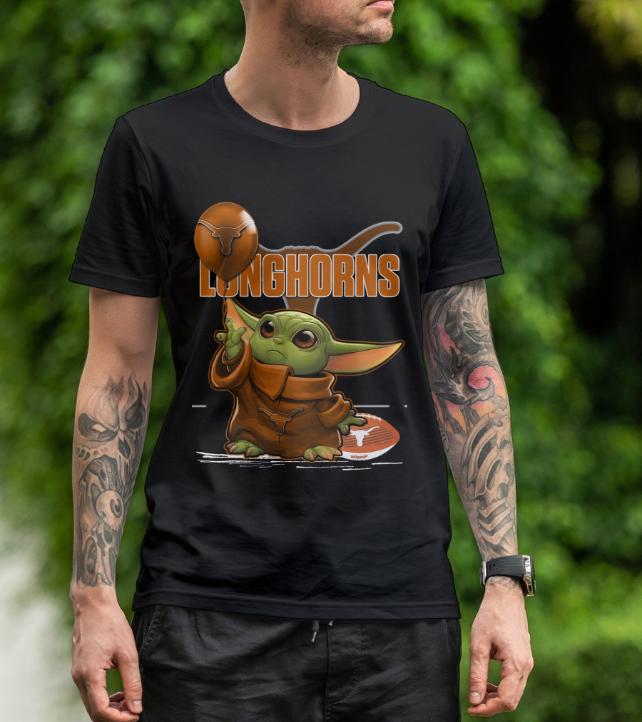 Yoda Longhorns Football Ball Texas T-Shirt