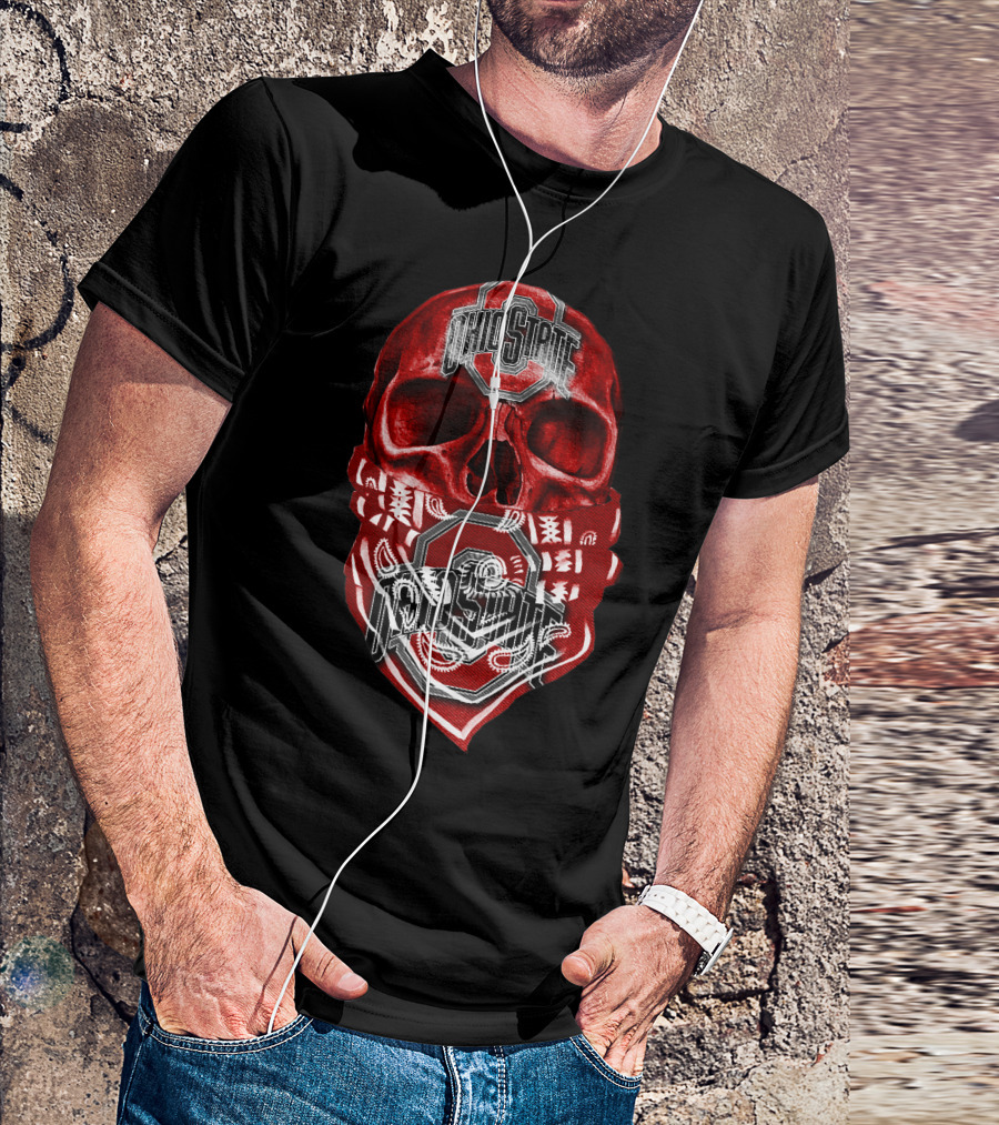 Ohio State Buckeyes Skull With Bandana T-Shirt