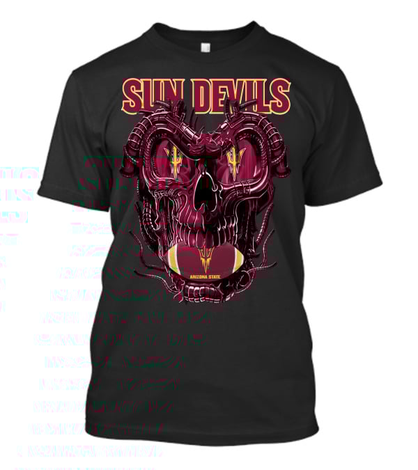 Arizona State Sun Devils Skull With Football Motif T-Shirt